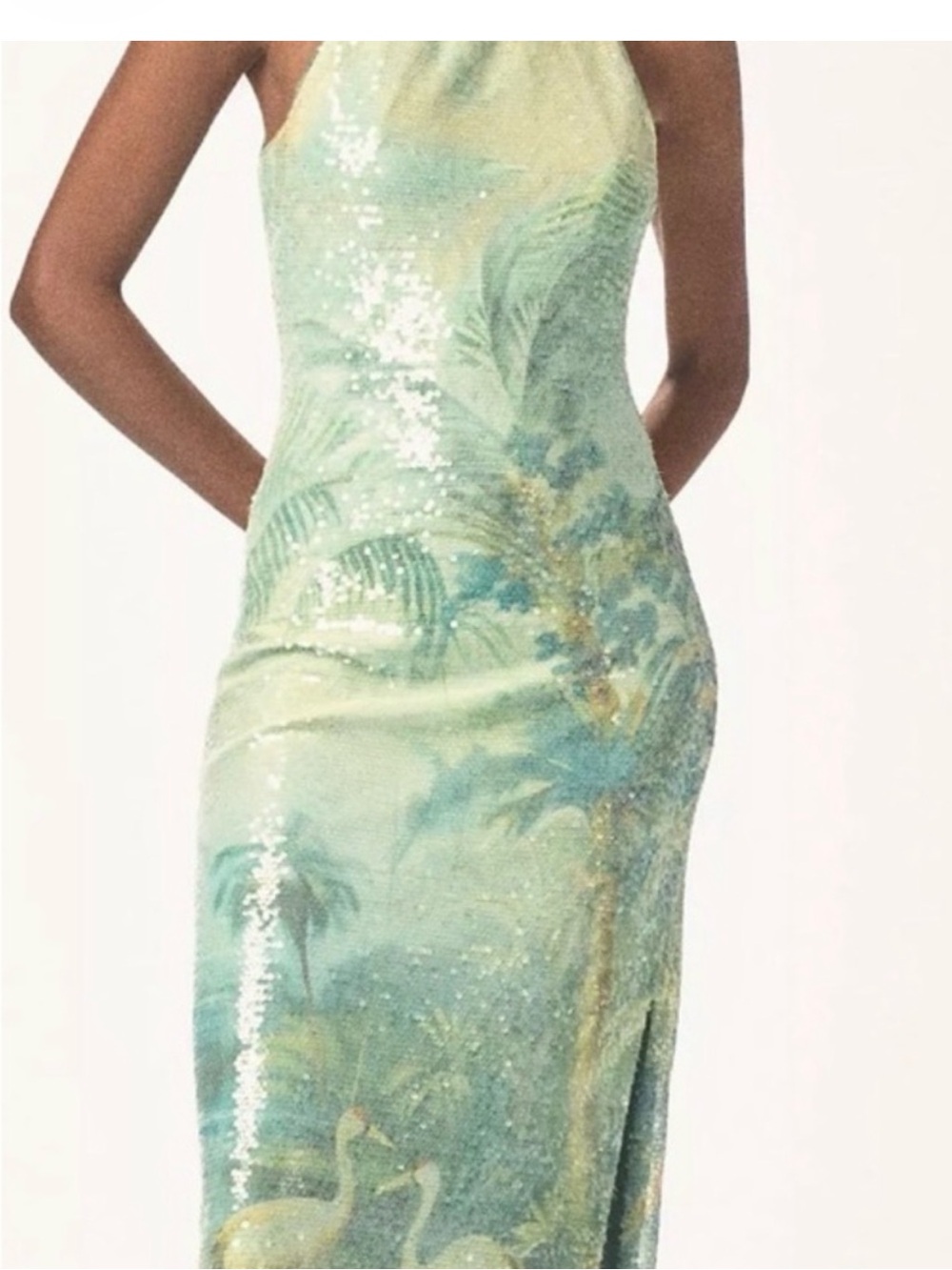 BHLDN Aqua Green Sequin Strapless Maxi Dress size large